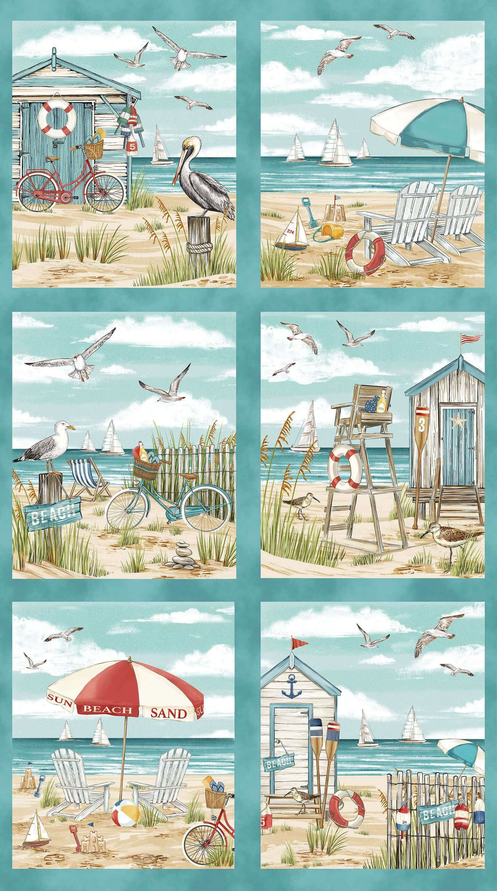 Beach Therapy Quilt Cotton Panel