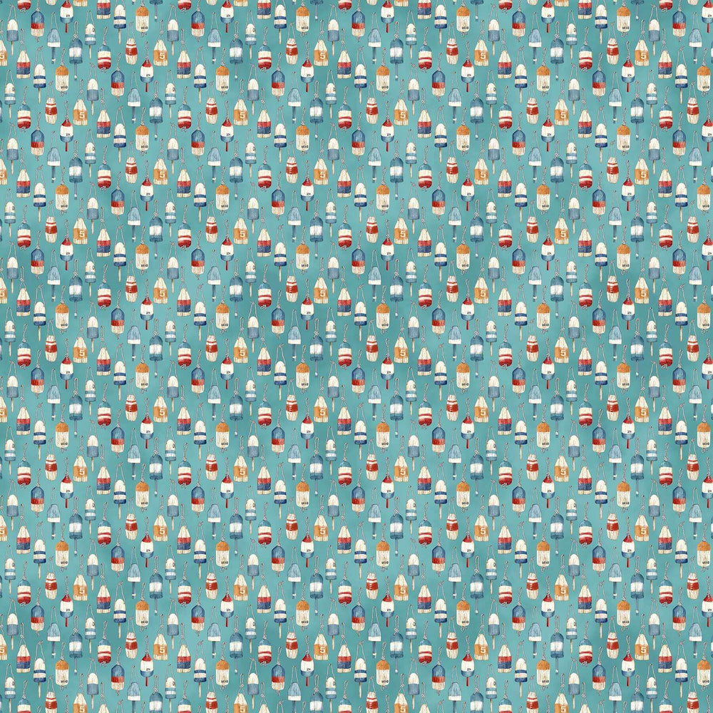 Turquoise Buoys Beach Therapy Quilt Cotton