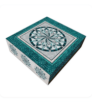 
              Batiks Silver Shores Quilt Kit featuring stunning starburst pattern in teal, silver, and navy shades.
            
