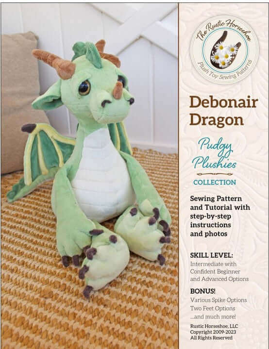 Debonair Dragon Stuffed Animal Plushie Pattern