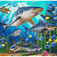 Fantastic Creatures Sharks Undersea Panel - Digital Print