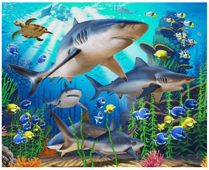 Fantastic Creatures Sharks Undersea Panel - Digital Print