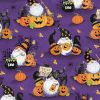 
              Halloween Scenic Gnomes Purple Cotton Fabric
            