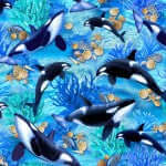 happy orca aquamarine quilt cotton