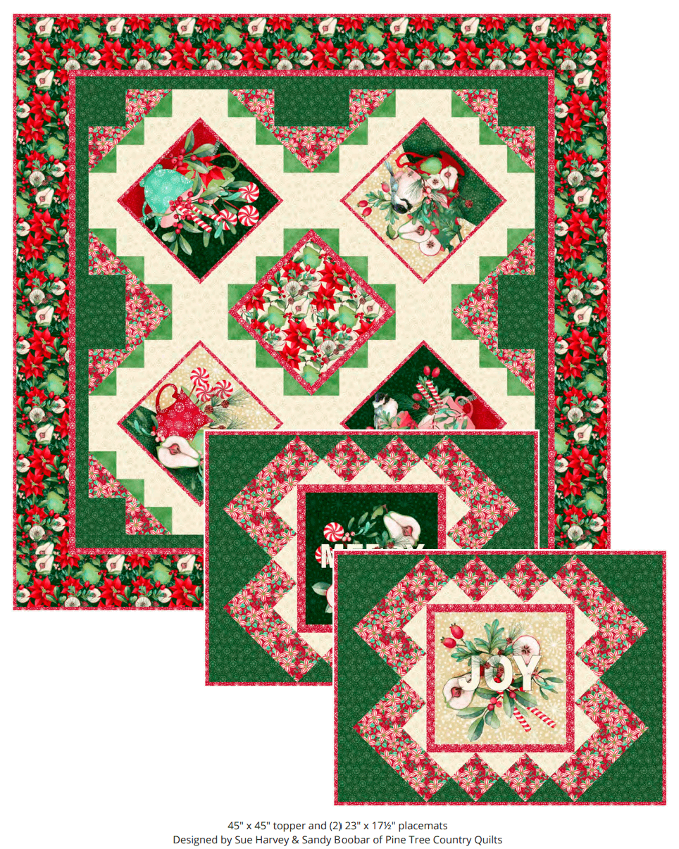 Peppermint Christmas Topper and Placemats Kit