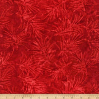 Red Spikey Leaves Water marks Quilt Cotton