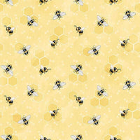 Bee You! Yellow / Bees Quilt Cotton