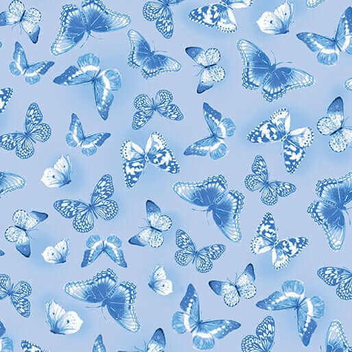 True Blue Butterflies Lt. Blue Quilt Cotton
