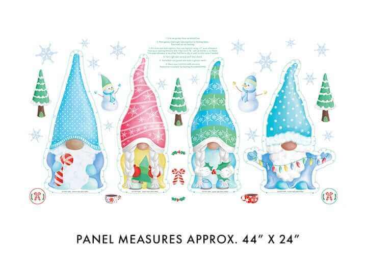 Winter Gnome Doll Panel Multi - Quilt Cotton