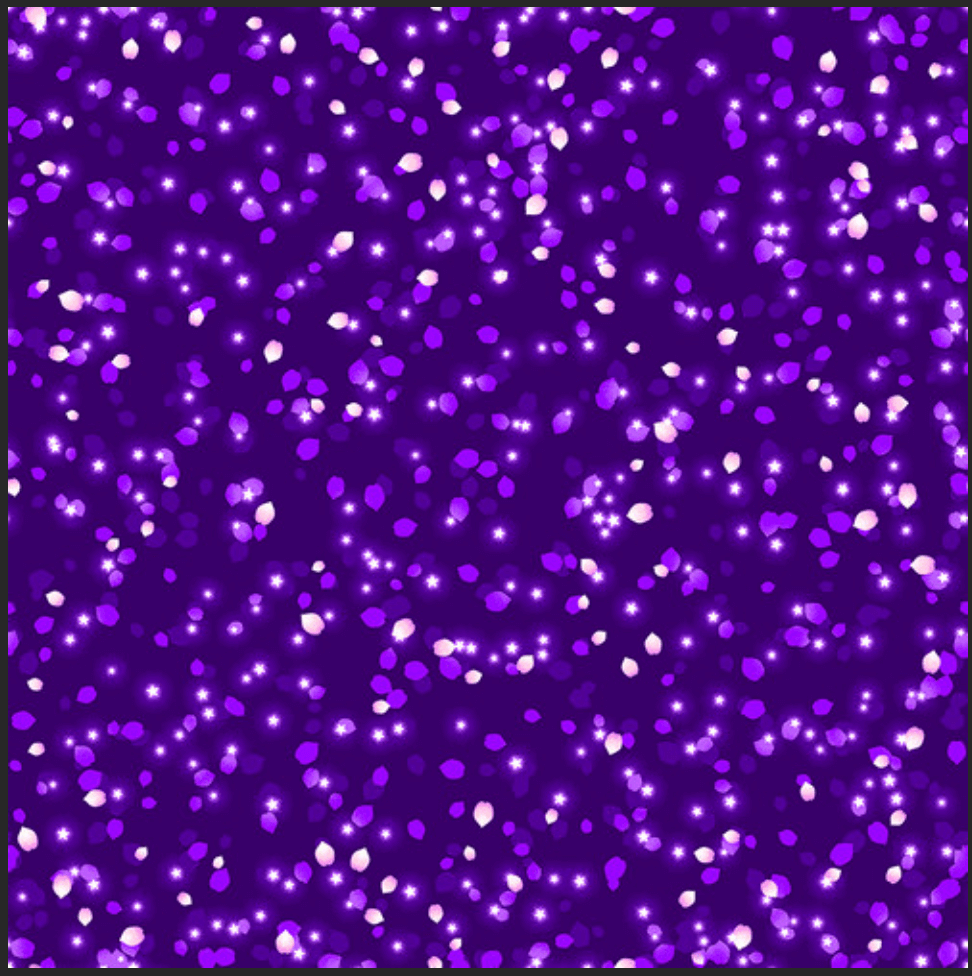 Pixies and Petals Purple Tossed Stars and Petals (Glow) Cotton