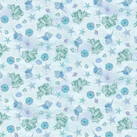 Small Shell Allover - Blue Quilt Cotton