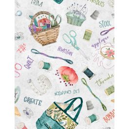 Sew Be It All Over Gray Cotton