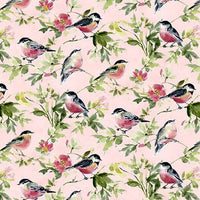Among The Branches Birds All Over Pink Quilt Cotton