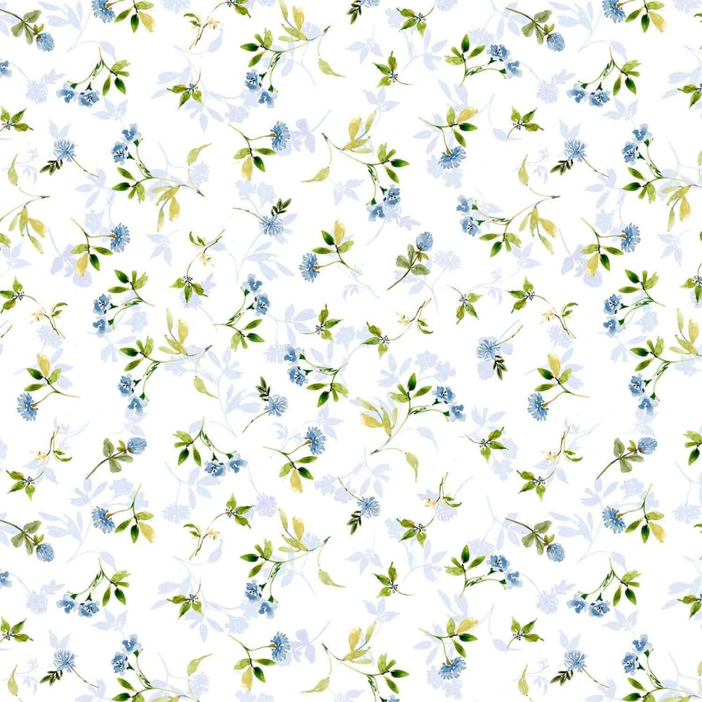Among The Branches White Florals & Leaves Toss Quilt Cotton