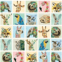 Mini Animal Portraits Quilt Cotton