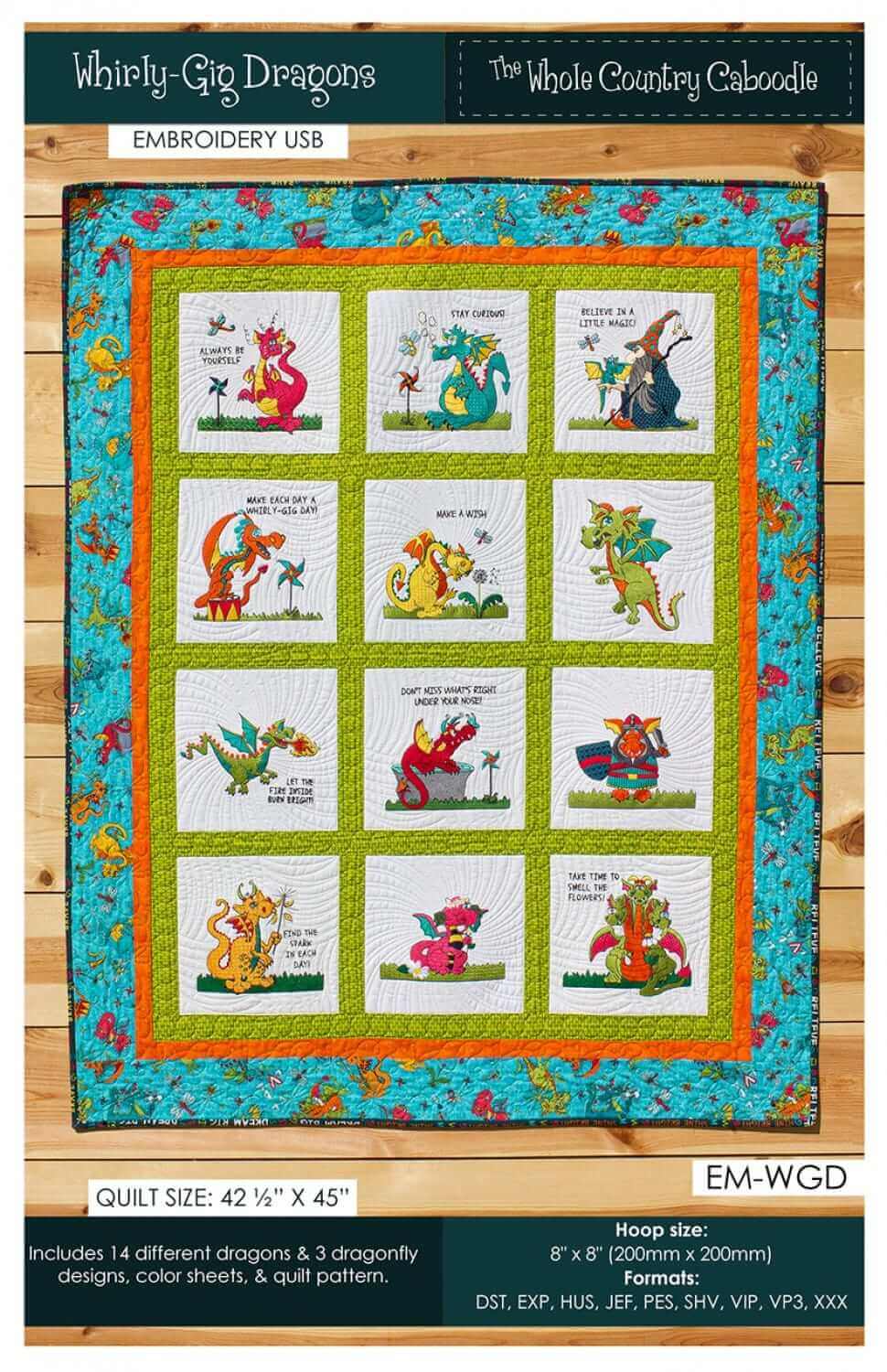 Whirly-Gig Dragon Embroidery - Quilt