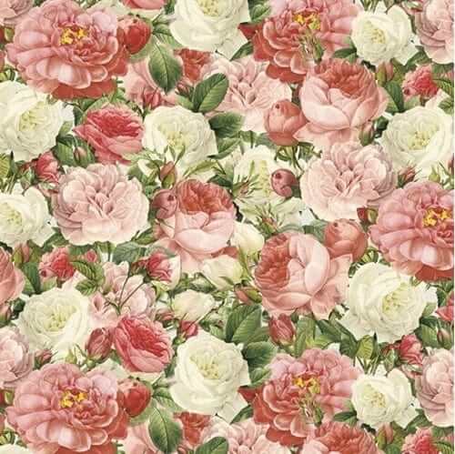 Lighthearted In Paris Vintage Rose Bouquet Quilt Cotton
