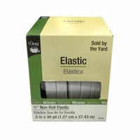 White Ribbed Non-Roll Elastic 1/2in