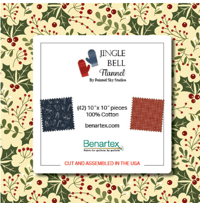 JINGLE BELL FLANNEL - 10x10 squares and/or layer cake