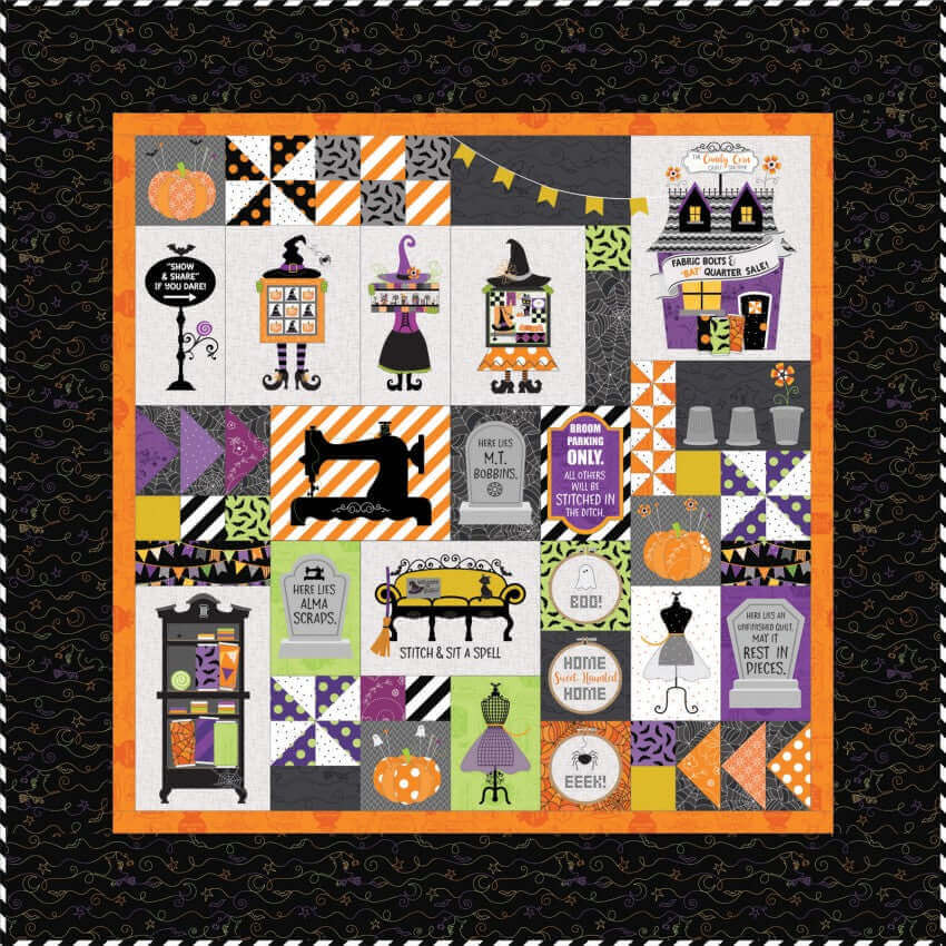 Hometown Halloween Candy Corn Quilt Shoppe Kit - Fabric Only