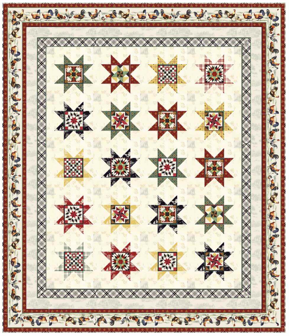 Rooster Farm House Quilt Kit
